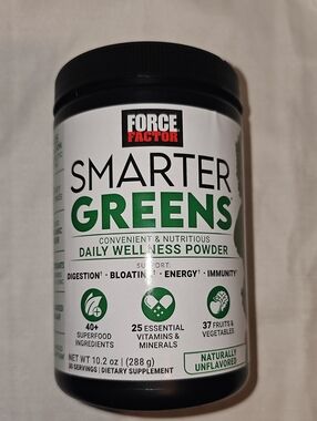 Force Factor Smarter Greens Daily Wellness Powder Unflavored, 10.2 oz